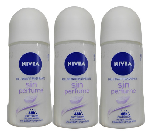 Pack X3 Desodorante Roll-on Nivea Sin Perfume 50g