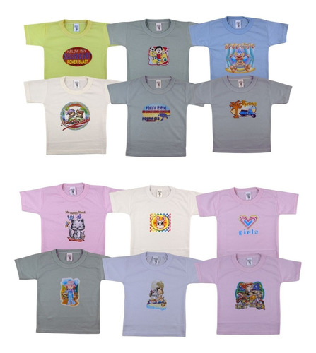 Kit Com 6 Pecas Camisetas Infantis Estampadas Com Transfer  