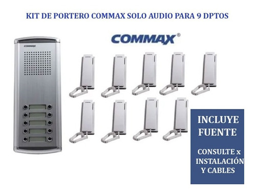 Kit Portero Electrico 9 Timbres Commax Dr10am + Fuente