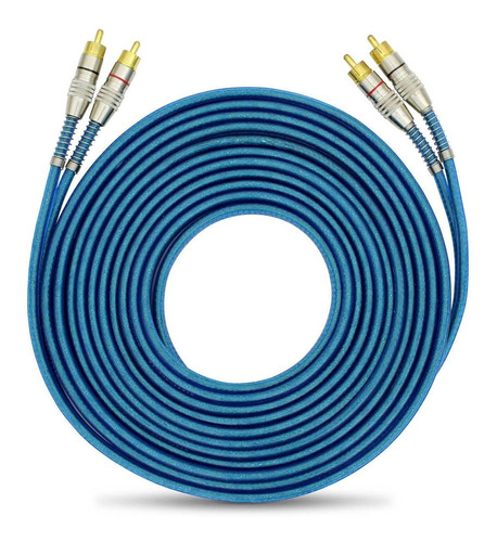 Cabo Rca Blindado 5 Metros Plug Metal Techone Azul 5mm