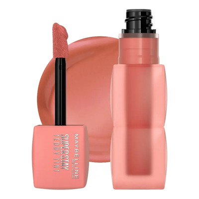 Maybelline Super Stay Teddy Tint, Tinta para Labios Mate Difuminado, Larga Duración 12 Horas, Textura Suave, No Transfiere, A Prueba de Bebidas y Besos, Tono Current Mood, 5 ml | Envío gratis