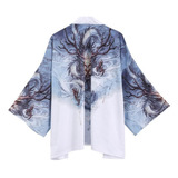 Creative Kimono Poncho Print Casual Coat