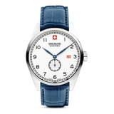 Reloj Swiss Military Smwgb0000702 Para Hombre Cristal Zafiro Color De La Malla Azul Color Del Bisel Plateado Color Del Fondo Plateado