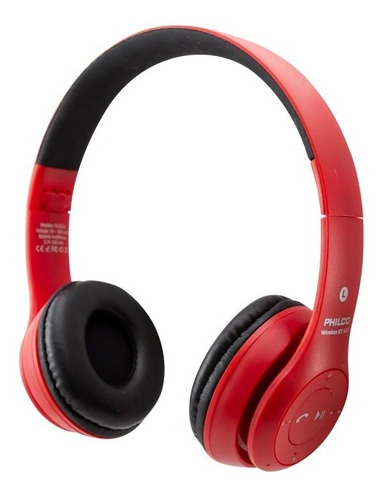 Audífonos Philco Plc623  Bluetooth Radio Mp3 Rojo Fj