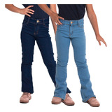 Kit 2 Calça Infantil Jeans Menina Flare Moda Blogueirinha