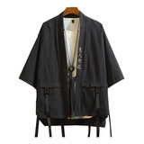 Hombres Japonés Bordado Kimono Chaqueta Cardigan Retro