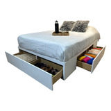 Cama Funcional, Box Sommier Con Cajones Y Baulera