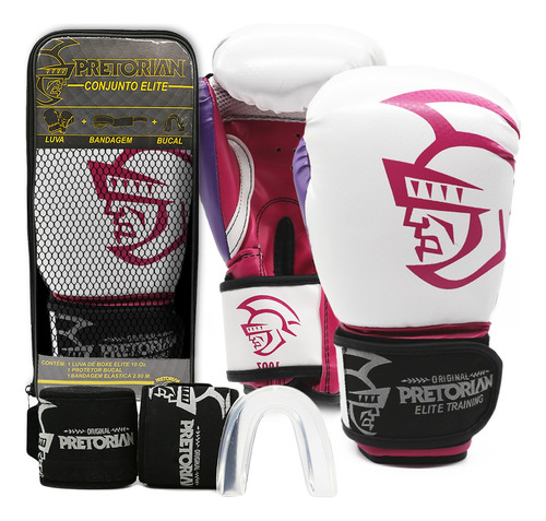 Luva De Boxe Muay Thai Pretorian + Bandagem + Bucal + Bolsa