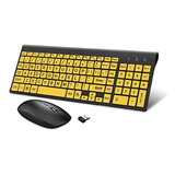 Hxmj-combo Inalámbrico Teclado Y Mouse Con Letra Grande Y Y