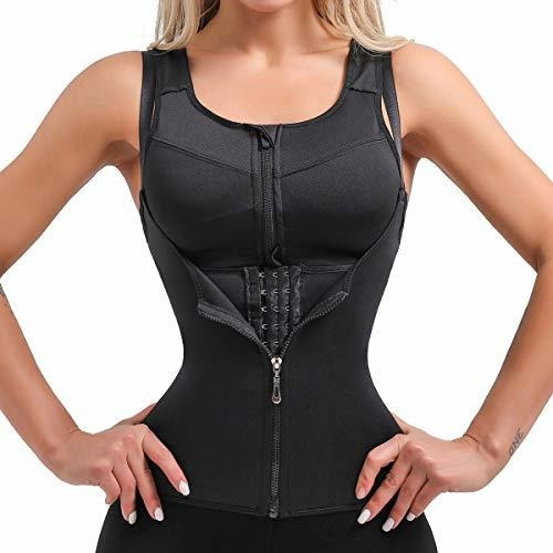 Juewudea Women Waist Trainer Corset Zipper Vest Weight Loss 