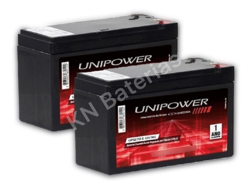 Kit 2 Bateria Unipower Selada 12v 7ah Up1270 Alarme Nobreaks