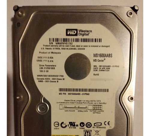 Disco Rígido Western Digital Wd1600aabs 160 Gb Sata Pc Amari