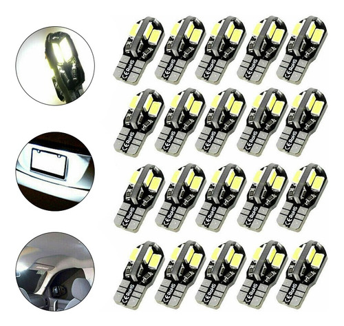 20pzs Foco Led Pellizco T10 W5w 194 192 168 2825 Para Auto