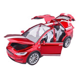 Tesla Model X Miniatura Metal Autos Con Luces Y Sonido 1/20