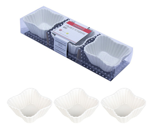 Conjunto Com 12 Bowl Petisqueira Porcelana Quadrada 80 Ml Cor Branco