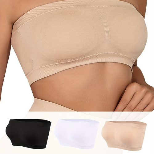 3 Peças De Lingerie Feminina Sem Alças, Blusa Tubular