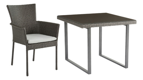 Set De Mesa De Comedor Y 4 Sillas Tipo Rattan Para Jardín 