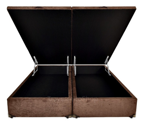 Cama Box Baú Casal Bipartido - Reforçada-fabricação Própria Cor Suede Marrom