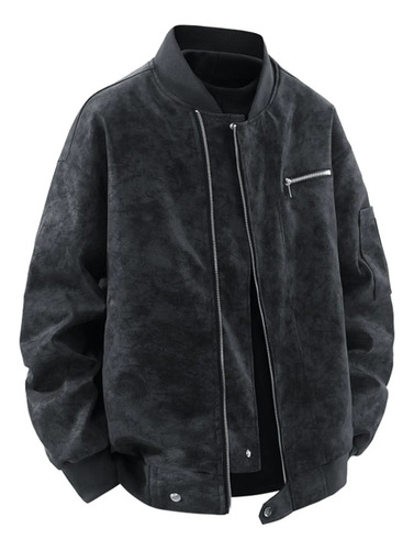 Chaqueta Tipo Cárdigan Con Cremallera De Color Liso Para Hom