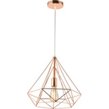 Lustre Diamante Aramado Grande Cobre Industrial Moderno Pendente Tetra Plus Vintage 1x E27 120x38cm Llumm Bronzearte