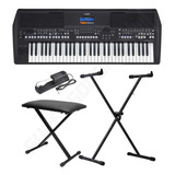 Kit Teclado Musical Yamaha Psr-sx600 Suporte Banqueta Pedal