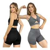 Kit 2 Conjuntos Fitness Ginástica Roupa De Academia Treino