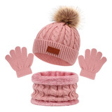 Set Para Bebes Gorro, Bufanda Y Guantes De Felpa Otoño Invie