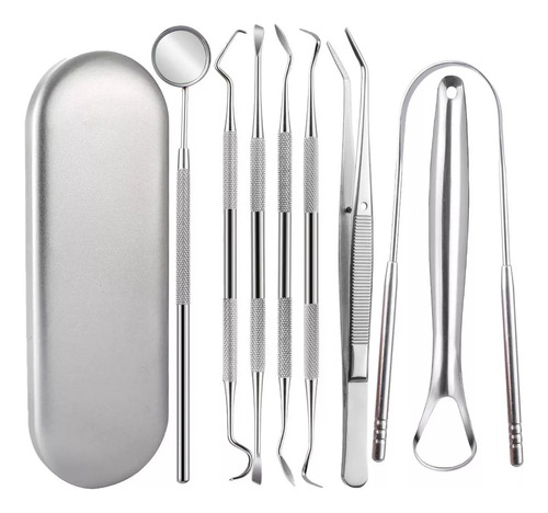 8 Piezas Kit Limpieza Dental Herramienta Quita Sarro Lengua