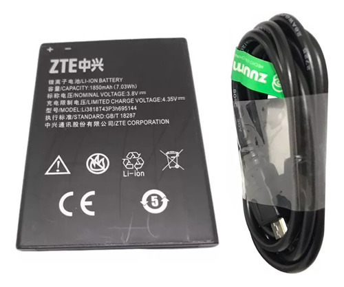 Combo Cable Micro Usb + Bateria Para Zte Blade G Lux Sminvo