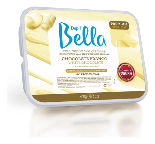 Cera Quente Barra Chocolate Branco Premium Depil Bella 800g