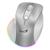 Mouse Genius Inalambrico Bt Recargable Ergo 9000s Pro Silver Color Gris