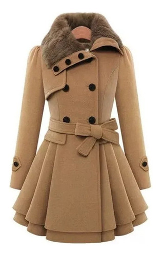 Abrigo Largo De Lana Duffle Coat Trench Mujer Aa1 Mujer