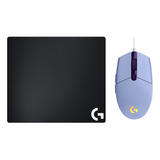 Bundle Logitech G Mouse Gamer Alámbrico G203 Lila + G440 Mousepad Gamer 340mmx280mm