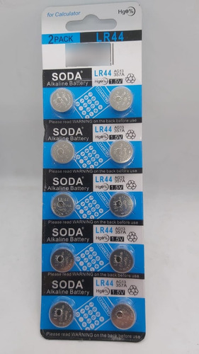 10-  Pila Lr44 Marca Soda  En Blister 