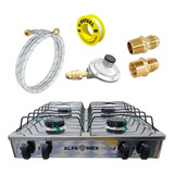 Kit Parrilla Acero Inox 4 Quem Gas Manguera 3m Regulador