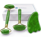 Set 4 En 1 De Jade Roller Y Gua Sha. Jade Face Roller Con...