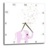 Reloj De Pared Elefante Rosa Decoración Infantil Adorable