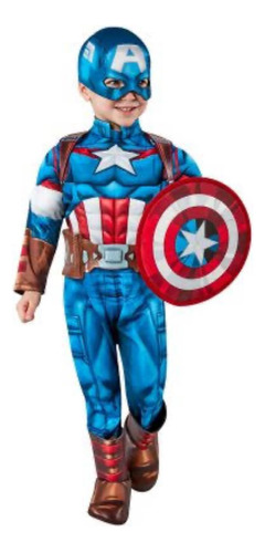 Disfraz De Capitan America De Marvel Para Niño Con Escudo Y Mascara