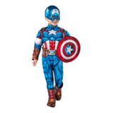 Disfraz De Capitan America De Marvel Para Niño Con Escudo Y Mascara