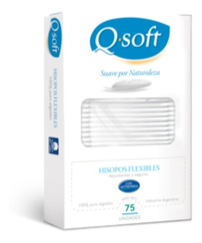 Q-soft Hisopo Cotonete 100 % Algodón Flexible X 75 Unid