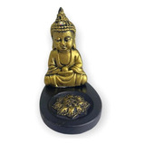 Incensário Mini Oval Buda Tibetano Dourado 5cm Em Resina