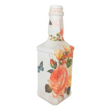 Botella Pintada Y Decorada Con Decoupage 