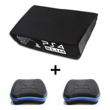 Kit Capa Antipoeira + 2 Cases Controle Playstation 4