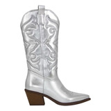 Botas Mid Cut Martin Plata Mujer Talla Grande Tacones Punta