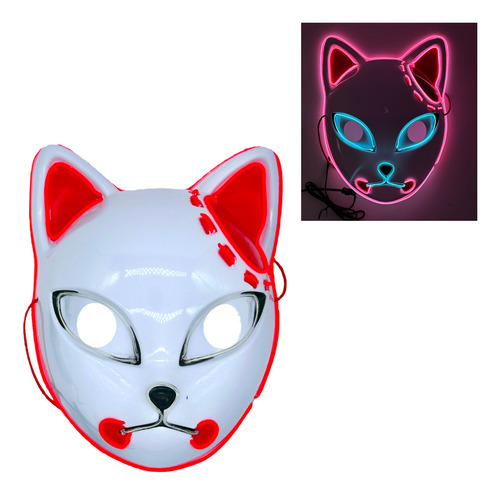 Máscaras De Gato Cat Disfraz Halloween Con Luz Led Terror