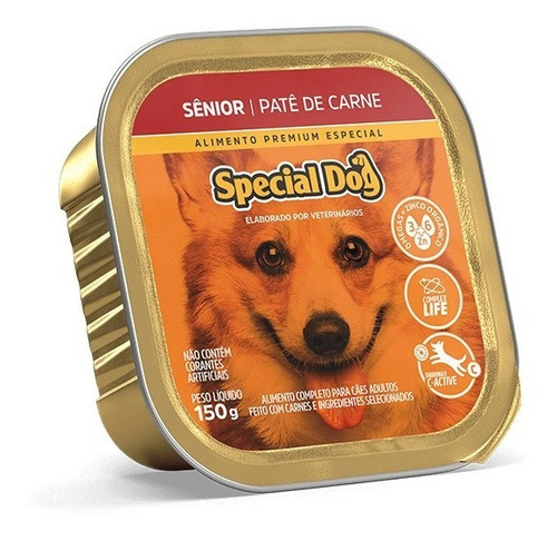 Alimento Special Dog Premium Especial Para Cão Senior Todos Os Tamanhos Sabor Patê De Carne Em Lata De 150g