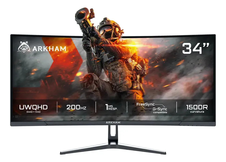 MONITOR GAMER ARKHAM ARK34200WI8P 34 PULGADAS 200HZ UWQHD CURVO VA 1MS