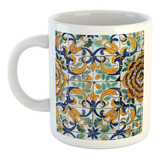 Taza Ceramica Azulejos Colores Decoracion Moderna Arte