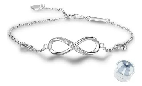 Pulsera Símbolo Infinito Plata Fina 925 Y Zircones,ajustable