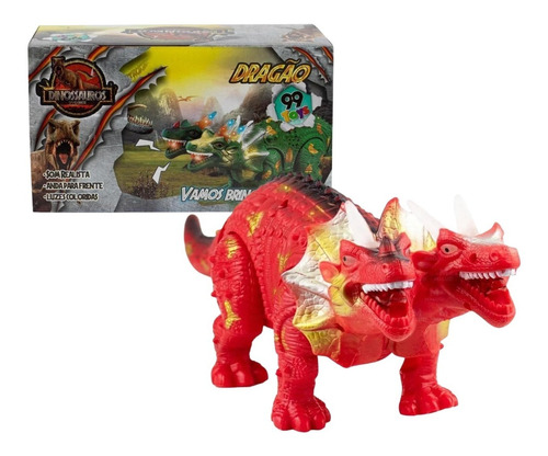 Dragão De Brinquedo Dragon Dinossauro 2 Cabeças Vinil Menino